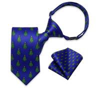 DiBanGu Cravate de Noël pré-nouée pour garçons - Cravate festive en soie et carré de poche réglable - Cravate de Noël pour enfants, taille unique