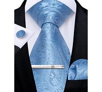 DiBanGu Ensemble de cravate pour homme Motif paisley Cravate en soie et pochette de costume Boutons de manchette Idéal pour mariage et travail, taille unique