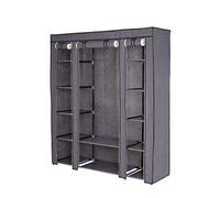 dibea Armoire en Tissu Pliable, 150x45x175 cm, penderie Textile Peu encombrante avec étagères, Respirante et Stable, Tige à vêtements, revêtement PP Facile à Nettoyer, Gris