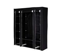 dibea Armoire en Tissu Pliable, 150x45x175 cm, penderie Textile Peu encombrante avec étagères, Respirante et Stable, Tige à vêtements, revêtement PP Facile à Nettoyer, Noir