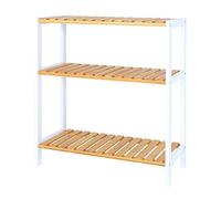 dibea Étagère en Bambou 3 Compartiments 60x26x66 cm, Naturelle/Blanc
