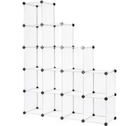 dibea étagère enfichable en plastique, blanc/transparent, 16 compartiments