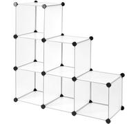 dibea étagère enfichable en plastique, blanc/transparent, 6 compartiments