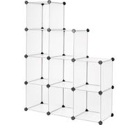 dibea étagère enfichable en plastique, blanc/transparent, 9 compartiments