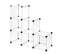 dibea Étagère Plastique étagère à Chaussures étagère de Rangement système modulaire, 6 Compartiments á 30x30 cm Transparent