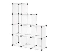 dibea Étagère Plastique étagère à Chaussures étagère de Rangement système modulaire, 9 Compartiments á 30x30 cm Transparent