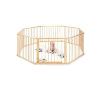 dibea Parc pour bébé et jeune enfant, en bois de sapin clair durable avec porte, 8 panneaux de 90x68 cm, barrière de sécurité solide pour protéger les premiers pas, barrière de protection sûre