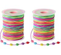 Diboniur 100m Fil Elastique pour Bracelet, 1mm Arc-en-Ciel Corde Elastique pour Bracelet Resistant, Fil Perle pour Pearl, Fabrication de Bijoux, Artisanat, Collier (Lot de 2)