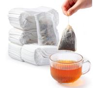 Diboniur 400 Pièces Sachet The a Remplir Jetable en Tissu Non Tissé, 7 × 9 cm Sachet de The a Remplir Jetable avec Cordon de Serrage pour Thé En Vrac, Café, Thé de Fleurs, Herbes, Epices, Lavande