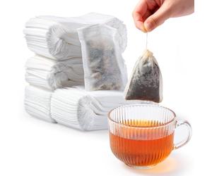 Diboniur 400 Pièces Sachet The a Remplir Jetable en Tissu Non Tissé, 7 × 9 cm Sachet de The a Remplir Jetable avec Cordon de Serrage pour Thé En Vrac, Café, Thé de Fleurs, Herbes, Epices, Lavande