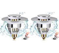 Diboniur Bonde de Lavabo, Bouchon Baignoire Universel Pop-Up avec 2 Joints pour Baignoire, Cuisine, lavabo (Orifice de vidange 32-41 mm) (Lot de 2)