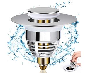 Diboniur Bonde Lavabo Universel, Bouchon de Lavabo Pop-Up avec 2 Joints pour Baignoire, Cuisine, lavabo (Orifice de vidange 32-42mm), Stöpsel Waschbecken