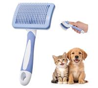 Diboniur Brosse Chat Chien Autonettoyante, Brosse Pour Poils Longs et Court, Outil pour chiens/chats/lapins, Eliminer Efficacement des Tomentose Sous-poil Tangles, Chat Accessoire (Bleu)