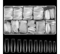 Diboniur Capsule Americaine Ongle, 500 Pièces Faux Ongles Gel, 10 Tailles Couverture Complète Ongles Pose Americaine Transparent pour Prothésiste Ongulaire, Débutant De Manucure Et DIY Nail Art