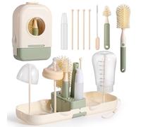 Diboniur Kit Goupillon Biberon Silicone 7 en 1 | Brosses biberon, tétine et paille, porte-brosse, égouttoir, distributeur et boîte, pour maison et voyage