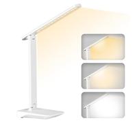 Diboniur Lampe de Bureau LED Sans Fil, Batterie Rechargeable Intégrée 1800 mAh, 3 Modes Températures, Luminosité Lumière Réglable 15 à 100%, Contrôle Tactile, Pliable Portable, Chevet, Lecture (Blanc)