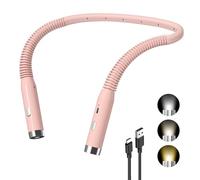 Diboniur Lampe de Lecture de Cou Rechargeable, 3 Couleurs et 3 Niveaux de Luminosité Réglables, Pliable à 360°, liseuse lampe de lecture pour Voyager, Camping (Rose)