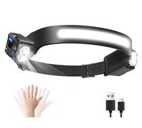 Diboniur Lampe Frontale LED Ultra Puissante avec 8 Modes d'Éclairage, IPX4 Étanche Lampe Frontale Rechargeable avec Détecteur de Mouvement pour Camping, Course, Pêche