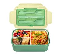 Diboniur Lunch Box 1400 ml avec Couverts et 3 Compartiments, Vert
