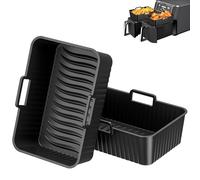 Diboniur Moule Silicone Air Fryer Accessoires pour Ninja/Moulinex Dual Zone 7,6L-9,5L, Lot de 2, Compatible avec le lave-vaisselle, Plat Silicone Air Fryer (Noir)