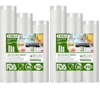 Diboniur Sac Sous Vide Alimentaire, 3 Rouleaux 28/25/20 x 300cm Sac Sous Vide, Réutilisable Sachet Sous Vide Alimentaire, Convient à Tous Machine Sous Vide (Lot de 2)