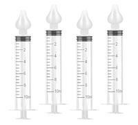 Diboniur Seringue Nasale Bébé 4 Pièces 10 ml avec Embout Silicone | Embouts souples amovibles, réutilisables et faciles à nettoyer, format compact pour les soins du nez à la maison ou en voyage