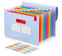 Diboniur Trieur 12 Compartiments A4, Rangement Papier Administratif Bleu | Organisation claire avec 36 étiquettes autocollantes et une structure robuste, pour l’école, le bureau et la maison