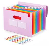 Diboniur Trieur 12 Compartiments A4, Rangement Papier Administratif Violet | Organisation claire avec 36 étiquettes autocollantes et une structure robuste, pour l’école, le bureau et la maison