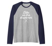 Dibs on The Drummer Citation de Fan du Groupe Humoristique Vintage Vieilli Manche Raglan