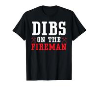 Dibs on The Fireman Fire Rescue Pompier T-Shirt Graphique avec Valeur, Homme, Noir, L