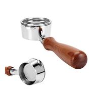 DIBTSA Portafilter sans fond de 58 mm compatible avec Gaggia, porte-filtre à café à 2 oreilles en acier inoxydable 304 avec panier filtrant réutilisable et poignée en bois, pièces de rechange pour