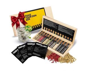 DIBYS Coffret d'Épices pour Gin Mini | 12 Botanicals pour Gin Tonic & Cocktail | Avec 4 Cartes de Recettes, Lexique des Épices & Coffret en Bois Élegant | Coffret Cadeau pour Hommes & Femmes