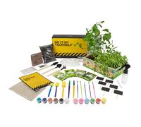 DIBYS Kit de Jardinage | Set complet avec graines d'herbes, outils en bois, terreau, peintures & boîte de culture à peindre | Idée cadeau créative | Plante à faire pousser