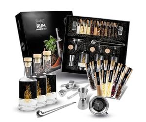 DIBYS Kit préparation Rhum arrangé | Coffret avec 12 épices Naturelles et Accessoires | Cadeau pour Homme et Femme | Kit de dégustation de Rhum DIY avec 4 Recettes | Set à Faire soi-même