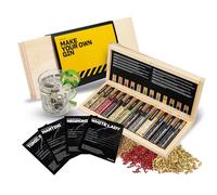 DIBYS Mini kit gin | 12 épices pour gin tonic & cocktails | Gin coffret pour infusion & fabrication | Avec 4 cartes de recettes, lexique & boîte en bois élégante | Cadeau pour homme & femme