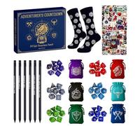 DICE Advent Calendars 2025, 24 jours Calendrier à rebours de Noël avec crayons de chaussettes d'autocollants, Polyéddral Dice pour le jeu familial