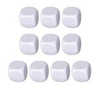 DICE BLANK - Cubes Acryliques Arrondis 10 Pièces, Écriture Blanche Sur Les Dés, Blocs Numériques À Six Côtés Multifonctionnels | Math Comptage Building Cubes Pour Les Jeux Éducatifs Personnalisation D