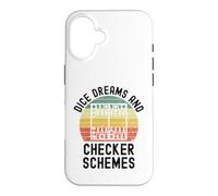 Dice Dreams and Checker Schemes Funny Backgammon rétro Coque pour iPhone 16