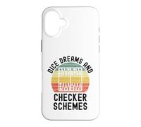 Dice Dreams and Checker Schemes Funny Backgammon rétro Coque pour iPhone 16 Plus