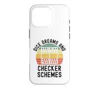Dice Dreams and Checker Schemes Funny Backgammon rétro Coque pour iPhone 16 Pro