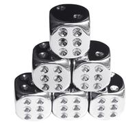 Dice en Argent 6cs, dés à 6 Faces avec Coin Arrondi, dés en Argent 0,6 plaqué, dés Acrylique de Remplacement Portable pour Jeux de société, Jeux de fête
