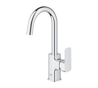 GROHE Dice Mitigeur de Lavabo de Salle de bains, Taille L (Bec en C Orientable 90°, Tirette, Eau froide au centre, Économie d’Énergie et d’Eau, QuickTool Inclus), Chrome, 1018710000