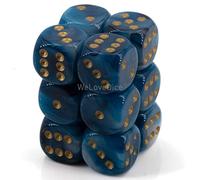 Dice - Phantom Chessex D6 16mm Teal w/Gold (12)