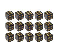 Dice Set 16mm Black Gaming Dice with Golden Dots for Board Games | Durable acrylic dice with elegant golden dots, designed for tabletop games, fits for board game sessions 16mm 15 pcs