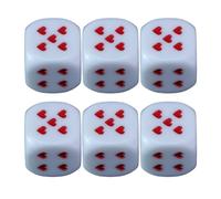 Dice Set, Acrylic Playing Dice, Heart-Shaped Dot Design, 0.98 inch, Rounded Corners, Portable Storage Case, Ideal for Travel, Classroom Games, Holiday Events, Game Night, White/Red