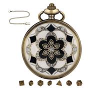 Dice Set with Pocket Watch - Alloy Epoxy Resin Flower Ornament Case | Board Game Dice Set in Pocket Watch Container | Vintage Game Toy Collectible Gift