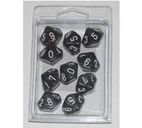 Dice Sets Smoke with White Translucent - Chessex Ten Sided Die d10 Set (10) G