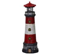 diceevil Phare solaire LED, hauteur 38 cm, étanche, à énergie solaire, avec phare rotatif, pour décoration de jardin, terrasse, patio