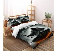 DICENOR Bateau Grim Reaper Ensemble De Literie Série Demon Housse De Couette Microfibre 3 Pièces pour Jeunes -Couette avec Fermetures Éclair King（220x240cm）