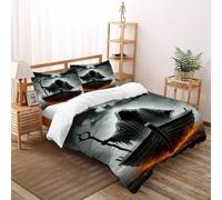 DICENOR Bateau Grim Reaper - Parure De Lit Série Demon Set Housse De Couette 3 Pièces pour Jeunes -Couette avec Fermetures Éclair Double（200x200cm）